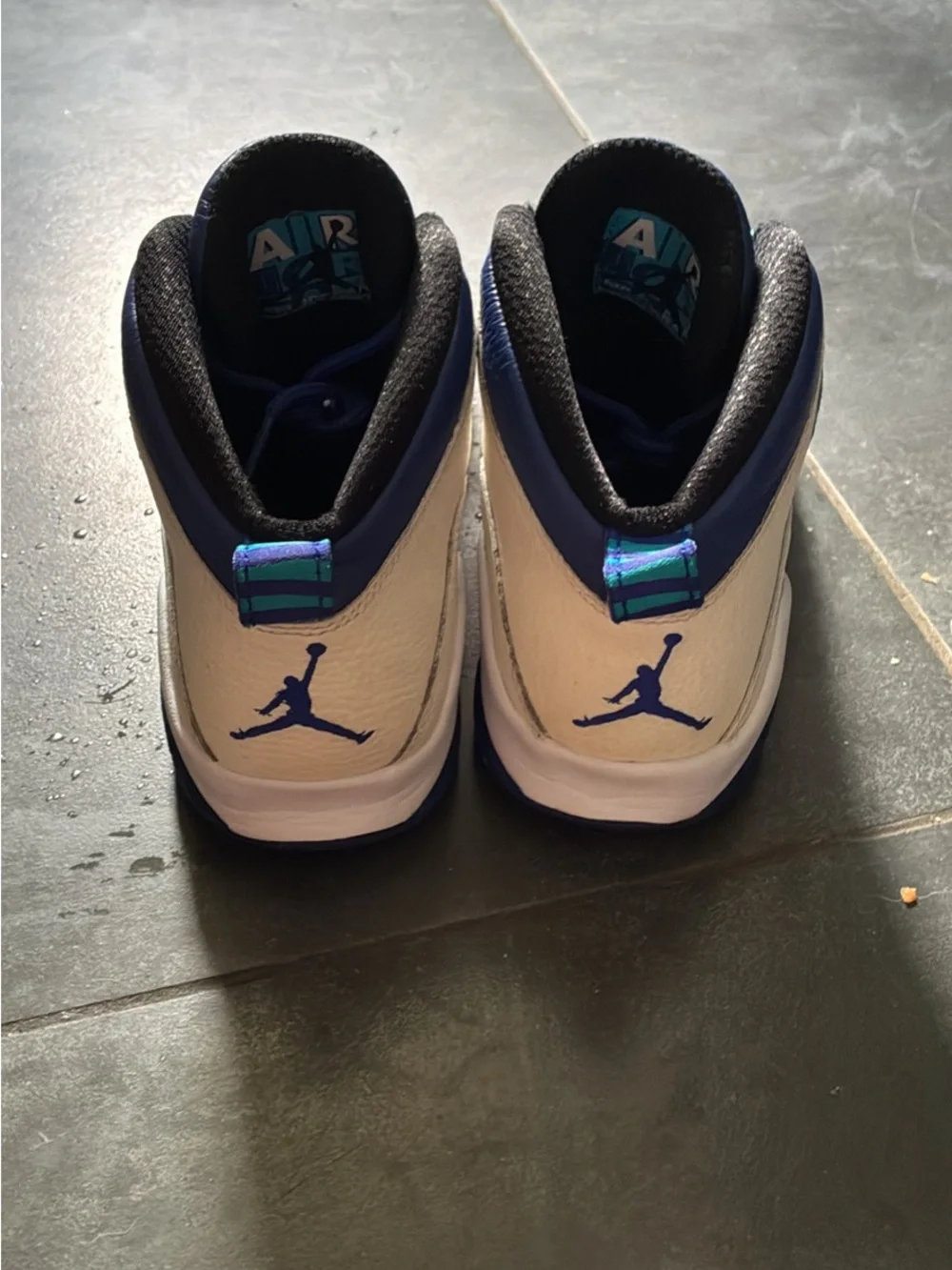 Jordan Kids White Sneakers with Blue and Teal Accents